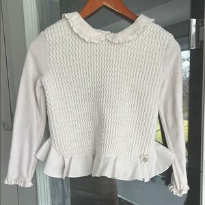 Lapin House Cream Ruffled Long Sleeve Sweater